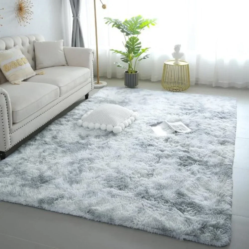 New 4x6 Fluffy Tie-Dyed Rug for Home or Room Decor, Soft Non-Slip Shaggy Carpet